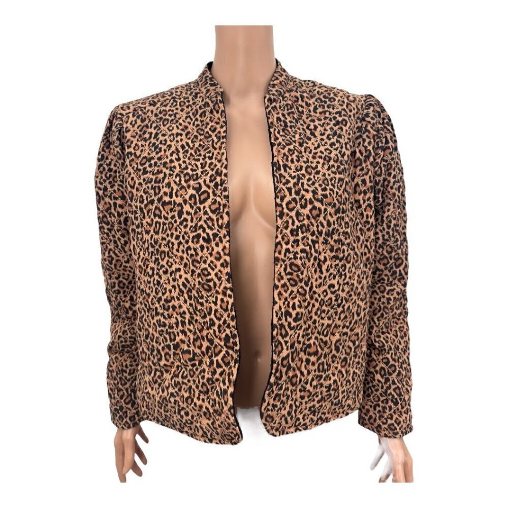 Something Navy Leopard Black Reversible Quilted J… - image 2